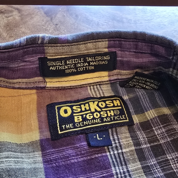 OshKosh B’gosh Indian Madras Plaid Shirt  100% Cotton 90's - Picture 4 of 9